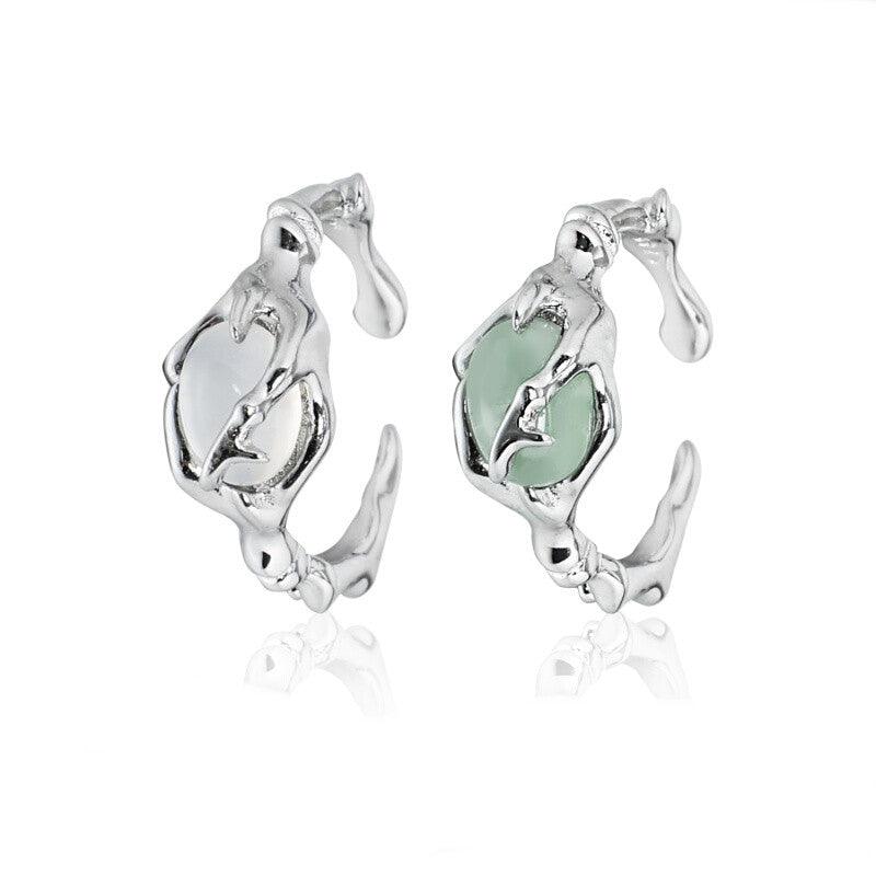 Sterling Silver Non Fading National Style Jade Ring - Trendha