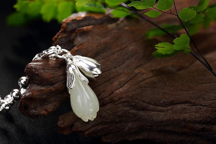 Sterling Silver Retro Inlaid And Tianyu Bracelet - Trendha