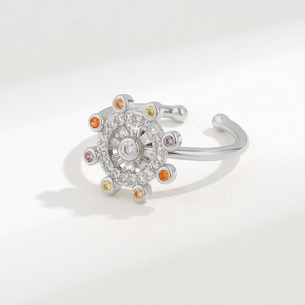 Sterling Silver Rotating Ring Female Star Plate - Trendha