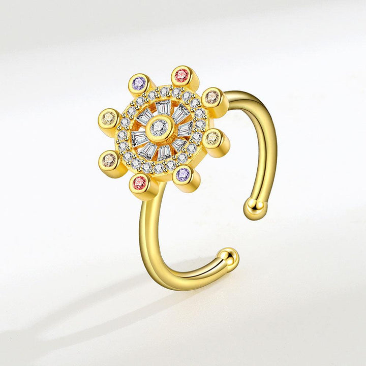 Sterling Silver Rotating Ring Female Star Plate - Trendha