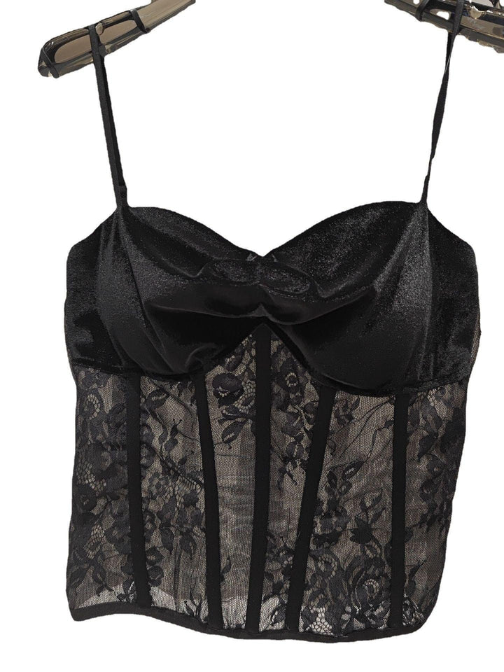 Summer New Socialite Style Lace Embroidery Pattern Fishbone Metal Sexy Sling Vest - Trendha