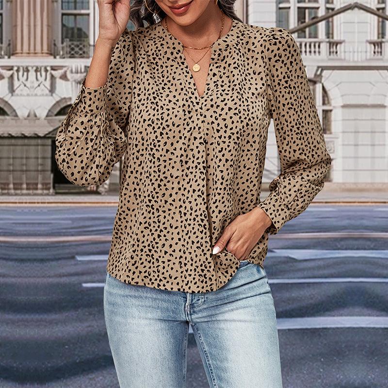 Top Fall Women's Clothing Commute Style Long Sleeve Leopard-print Shirt - Trendha