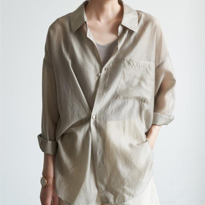 Transparent Thin Tencel Shirt Women's Design Niche Top - Trendha