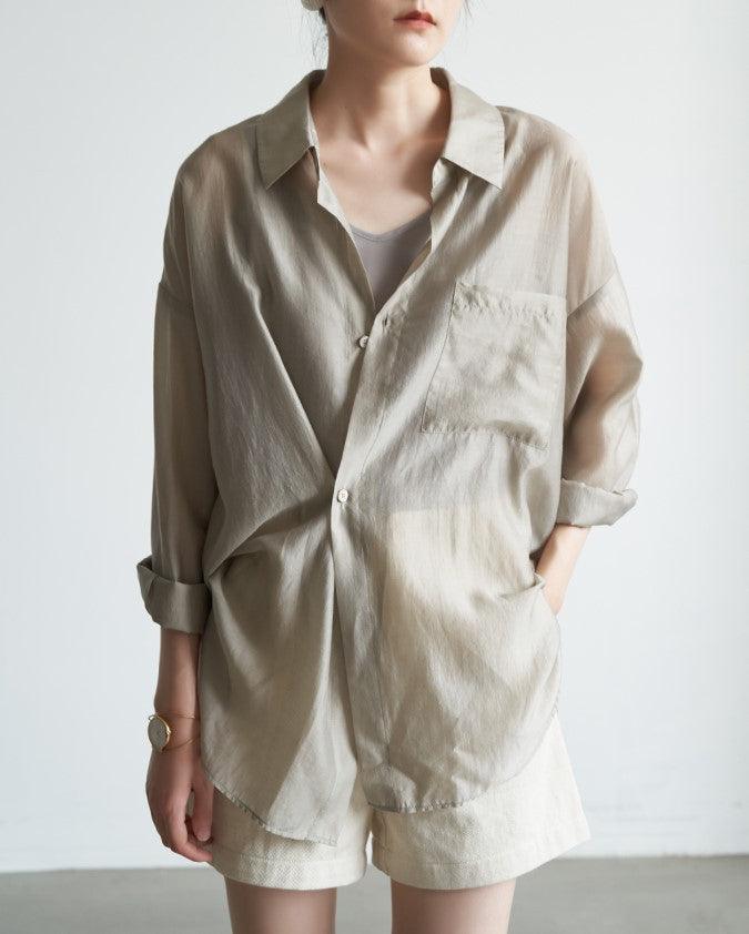 Transparent Thin Tencel Shirt Women's Design Niche Top - Trendha