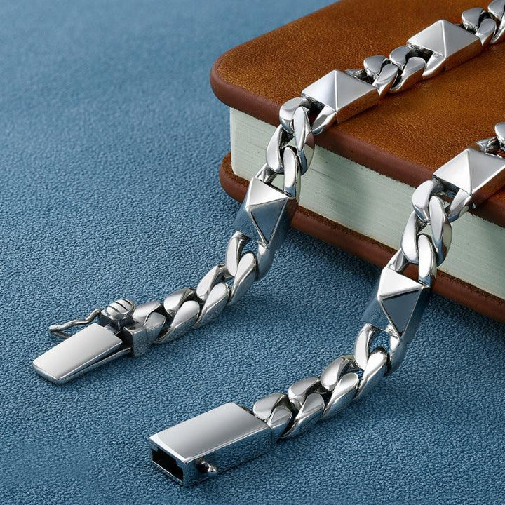 Wind Willow Nail Fashion Cuban Bracelet Hip Hop Street Personality Safety Buckle - Trendha