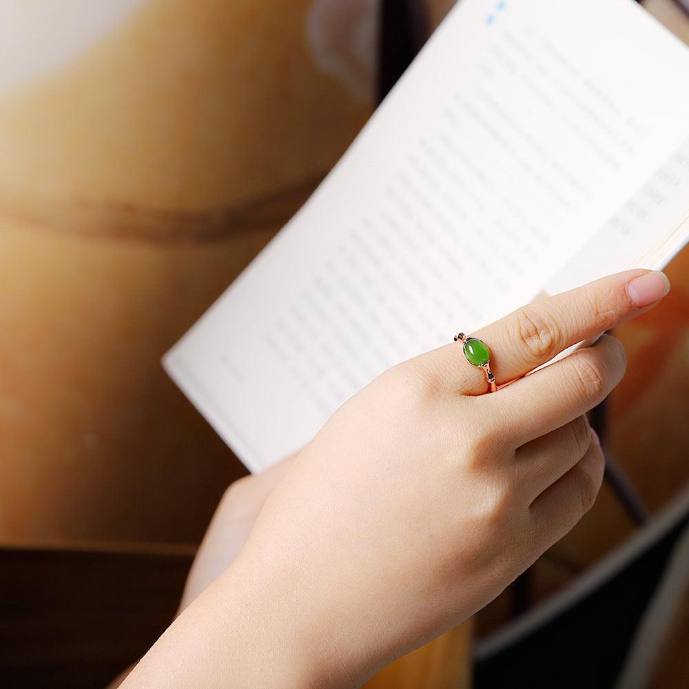 Women's Fashion Simple Hetian Jasper Bamboo Ring - Trendha