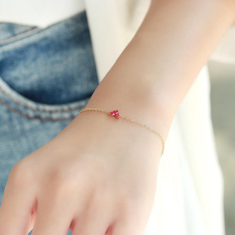 Women's Simple Light Jewelry Stitching Heart Zircon Bracelet - Trendha