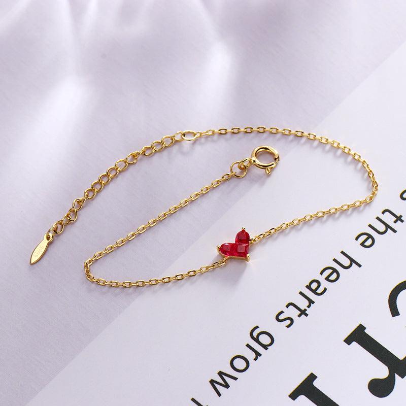 Women's Simple Light Jewelry Stitching Heart Zircon Bracelet - Trendha