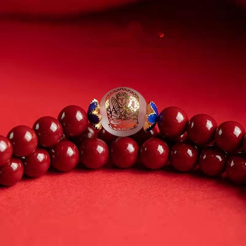 Women's Vermilion Hand String Purple Gold Sand Jewelry Buddhist Beads Bracelet - Trendha