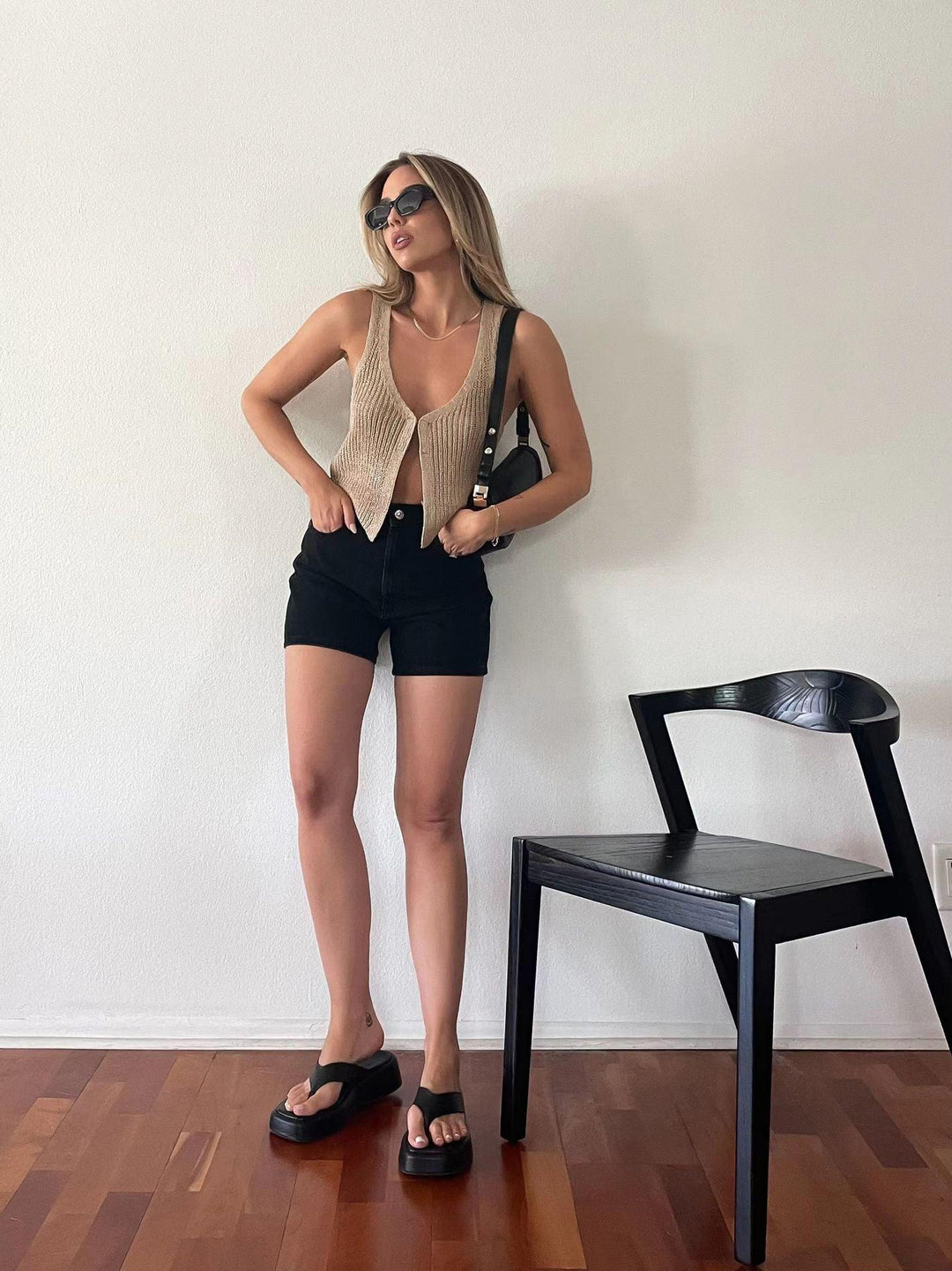 Women's Woolen Knitted Cardigan Vest - Trendha