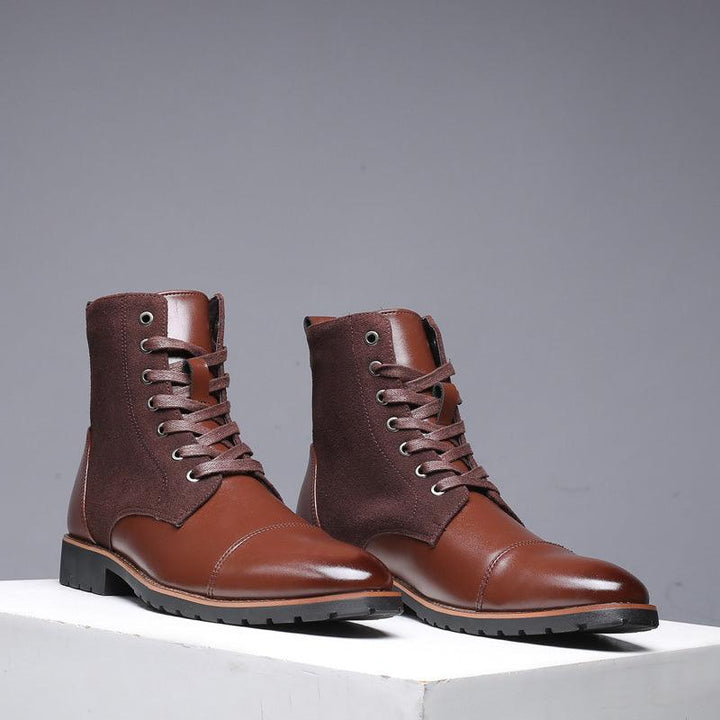 Men's pointed warm martin boots with velvet top boots - Trendha