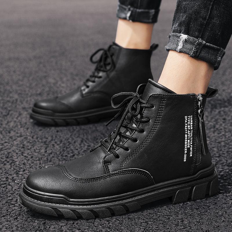 High-top tooling men's boots British style desert shoes - Trendha