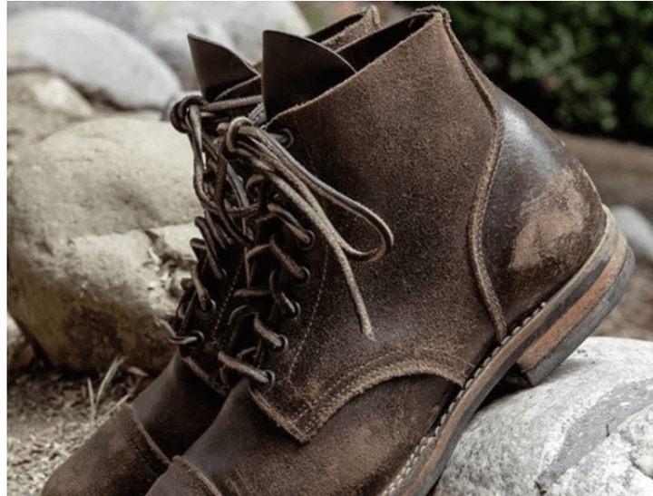 Retro thin belt buckle thick heel men's short boots - Trendha