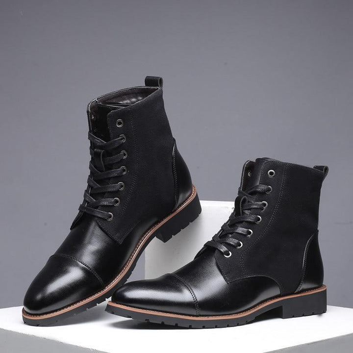 Men's pointed warm martin boots with velvet top boots - Trendha