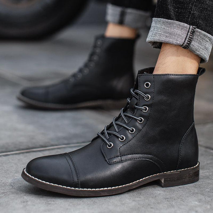 Men's shoes plus cashmere cotton shoes leather boots ankle boots - Trendha