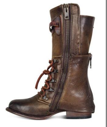 Square heel low heel mid tube knight boots women 40-43 - Trendha