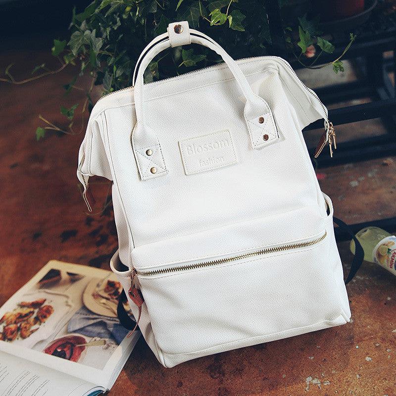 Pu Leather Female Korean Retro Trendy Backpack - Trendha