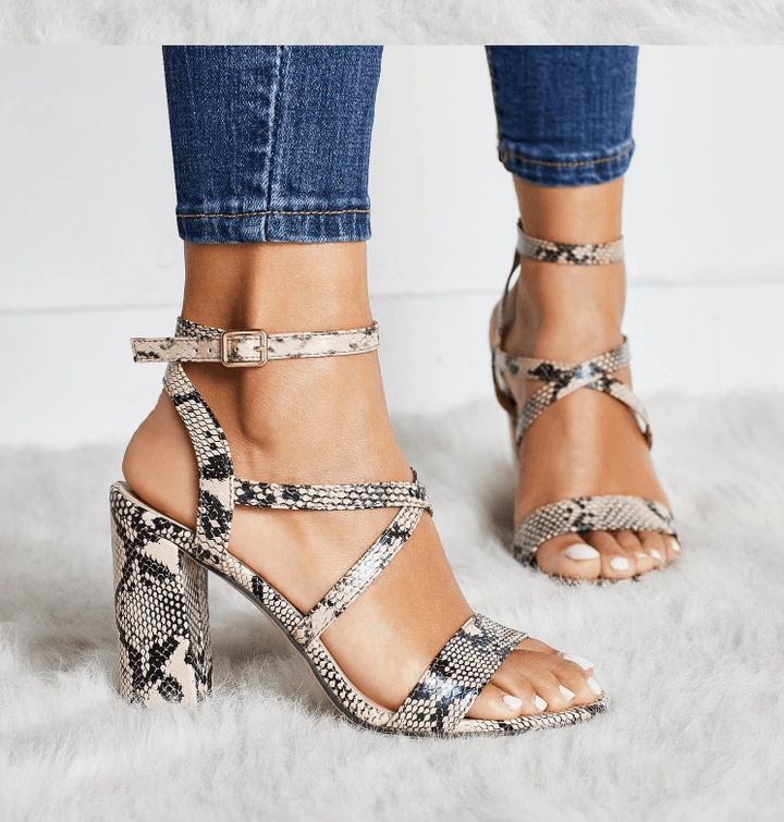 Snake-cut hollow high heel sandals - Trendha