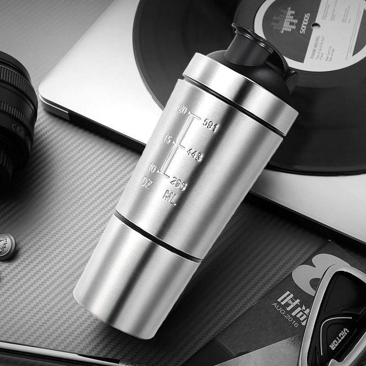 2-Compartment Stainless Steel Shaker Bottle - Trendha