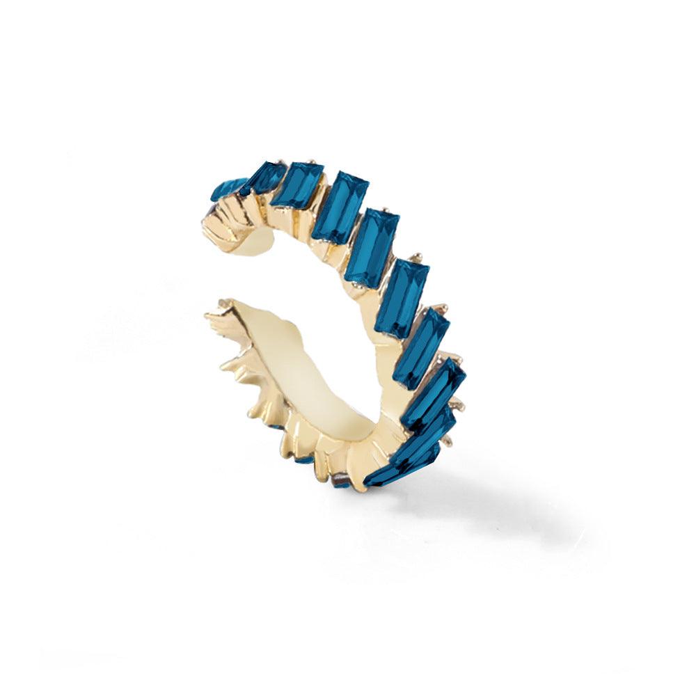 Multicolor glass diamond C-shaped earrings - Trendha