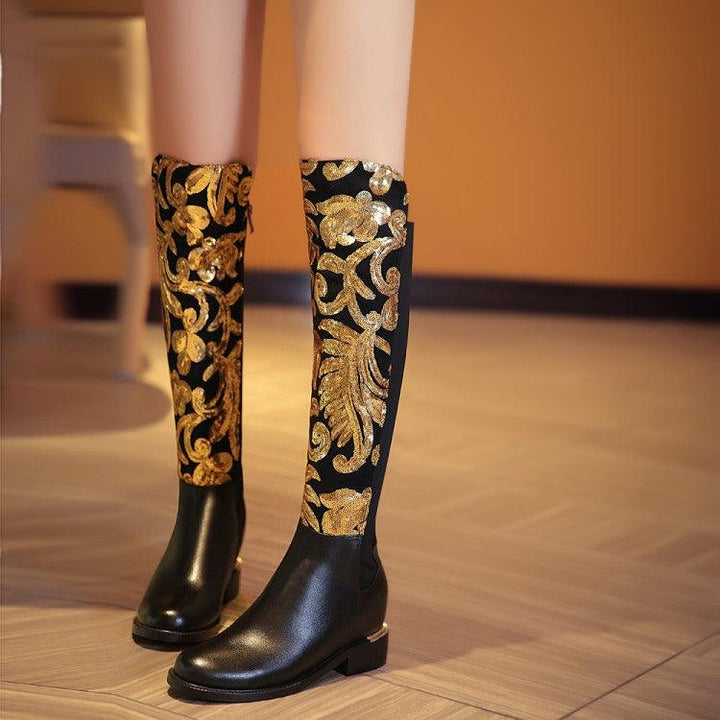 Knight boots cowhide leather boots - Trendha