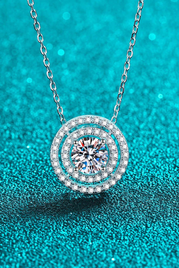 Moissanite Round Pendant Rhodium-Plated Necklace - Trendha