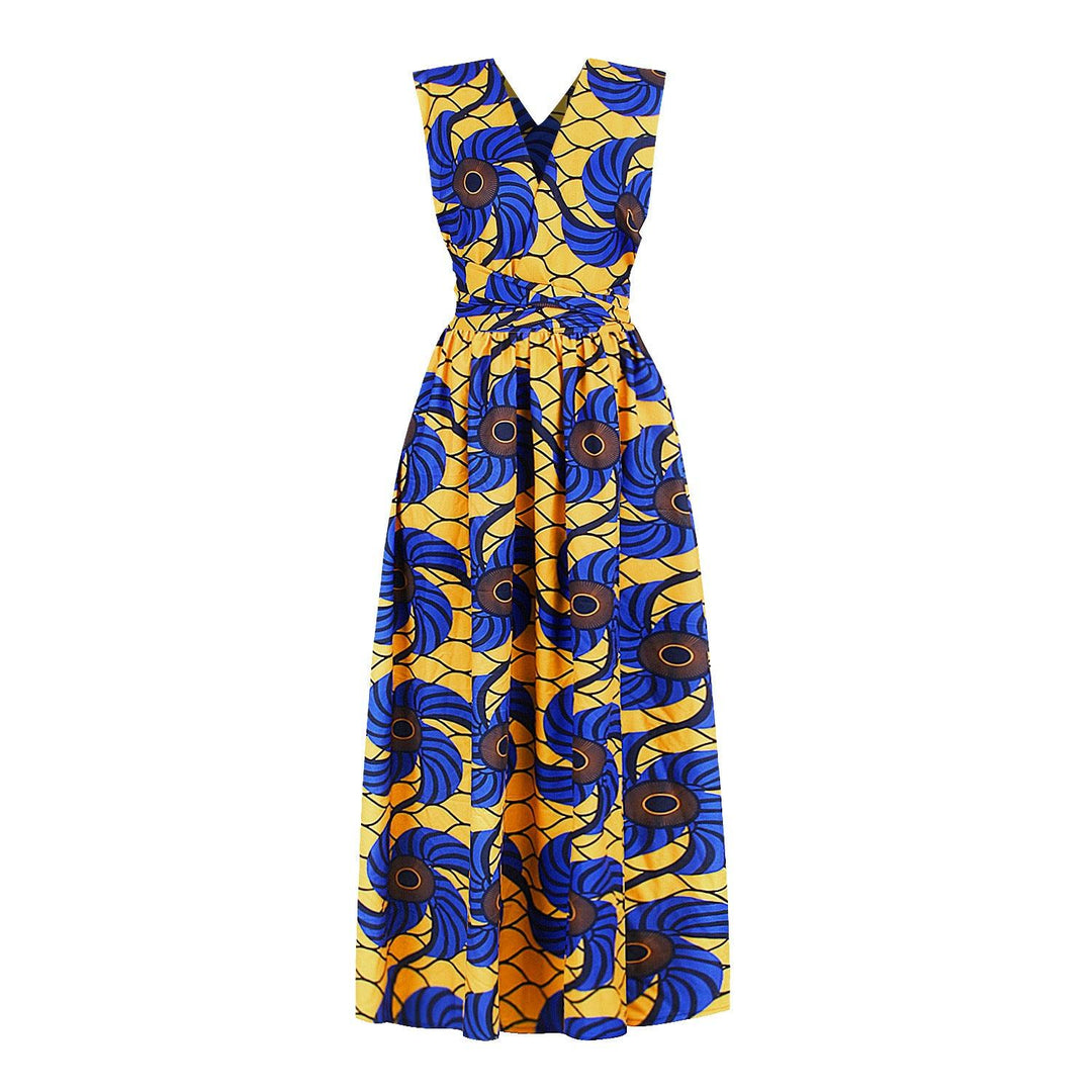 Pleated nightclub mid-skirt V-neck dress - Trendha