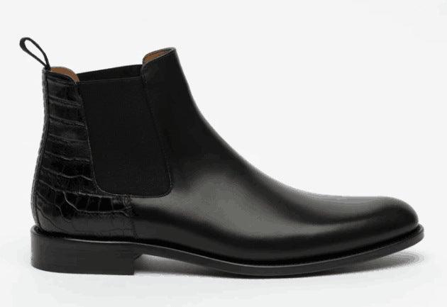 Casual leather stitching solid color single boots - Trendha