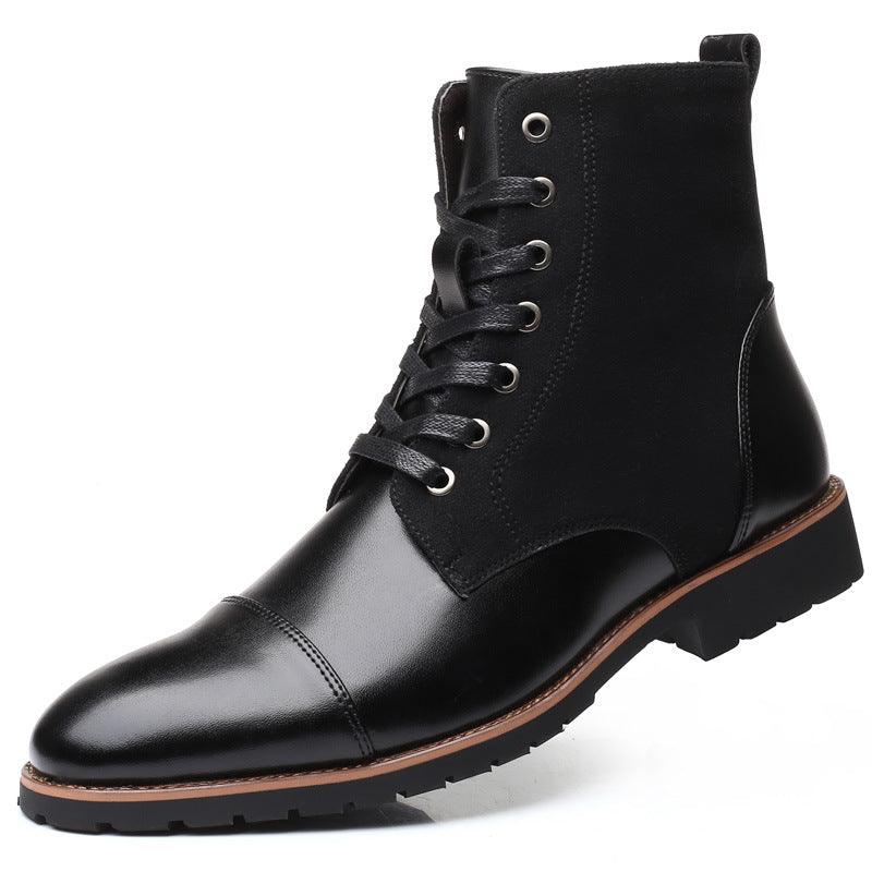 Men's pointed warm martin boots with velvet top boots - Trendha