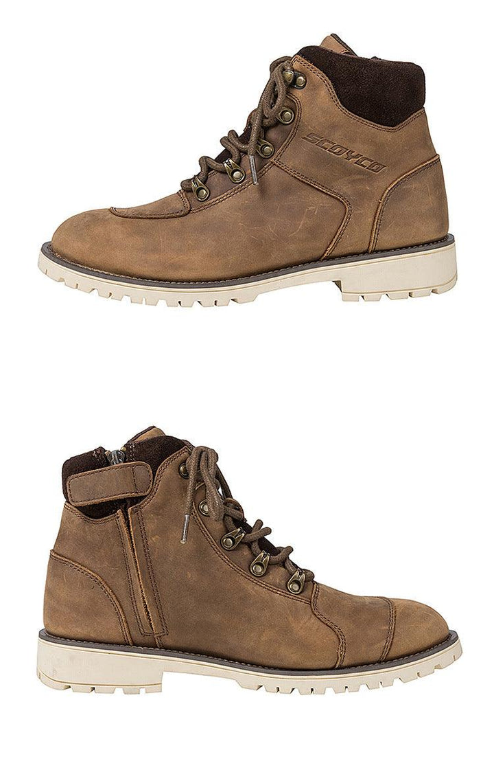 Anti-Drop Protection Retro Motorcycle Cowhide Boots - Trendha