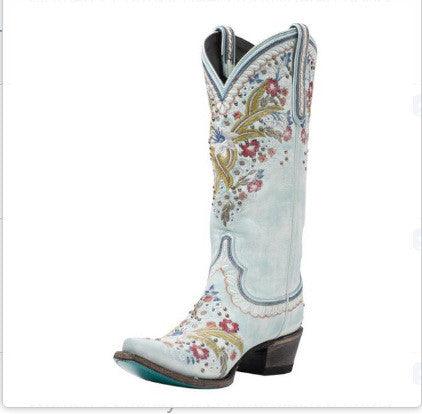 Mid-Heel Ethnic Embroidered Mid-Tube Women's Boots - Trendha