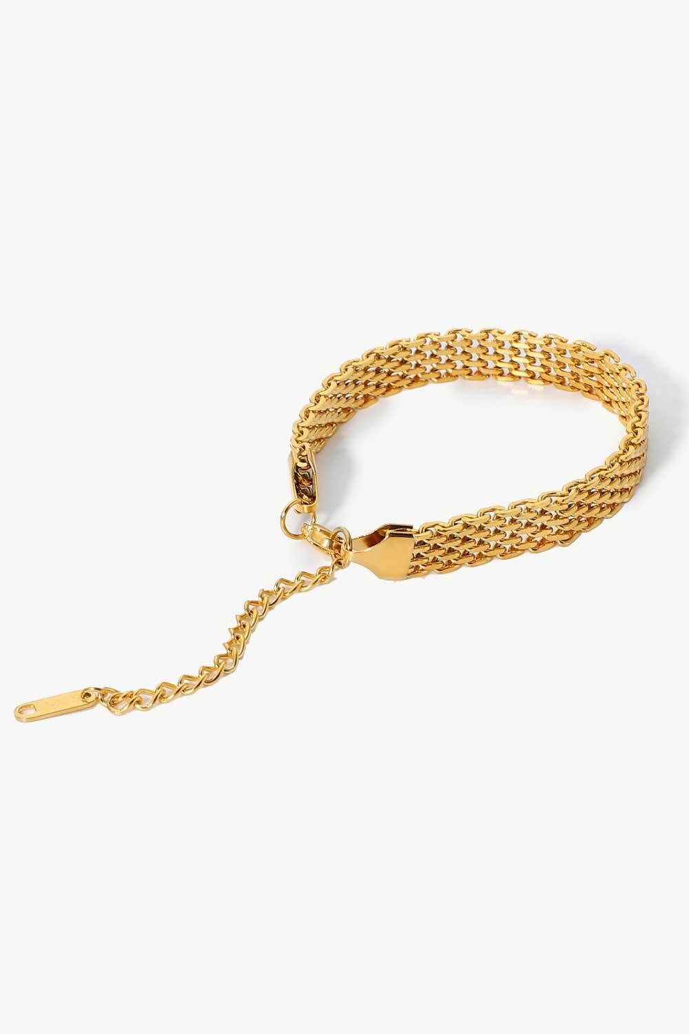18K Gold-Plated Wide Chain Bracelet - Trendha
