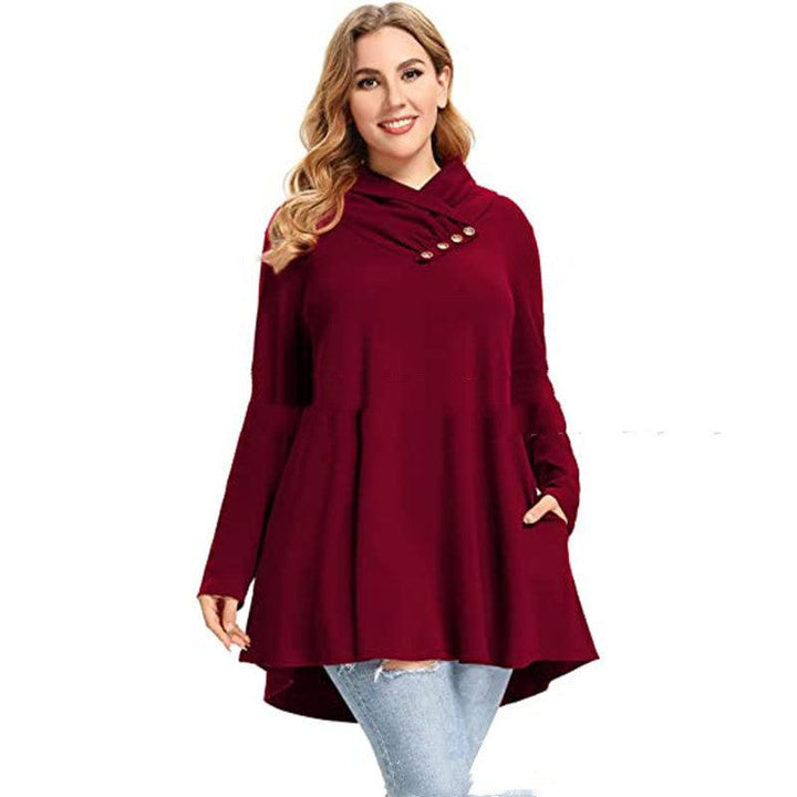 Women's Crinkle Collar Plus Size Top Long Sleeve Tunic - Trendha