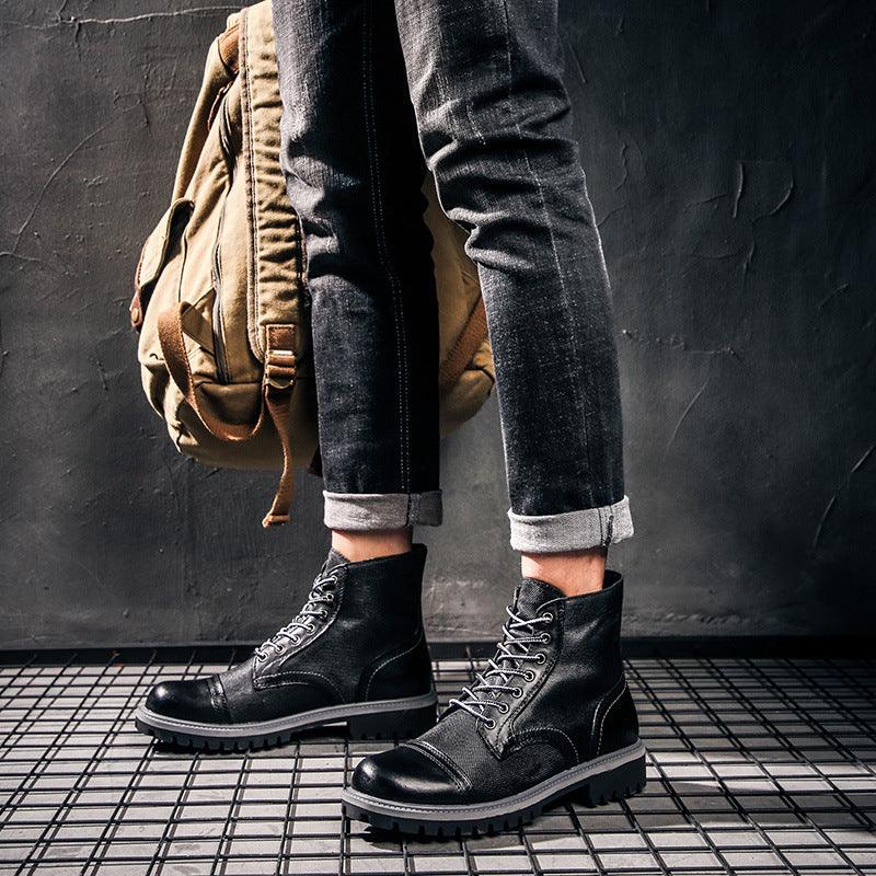 Vintage leather overalls desert boots - Trendha