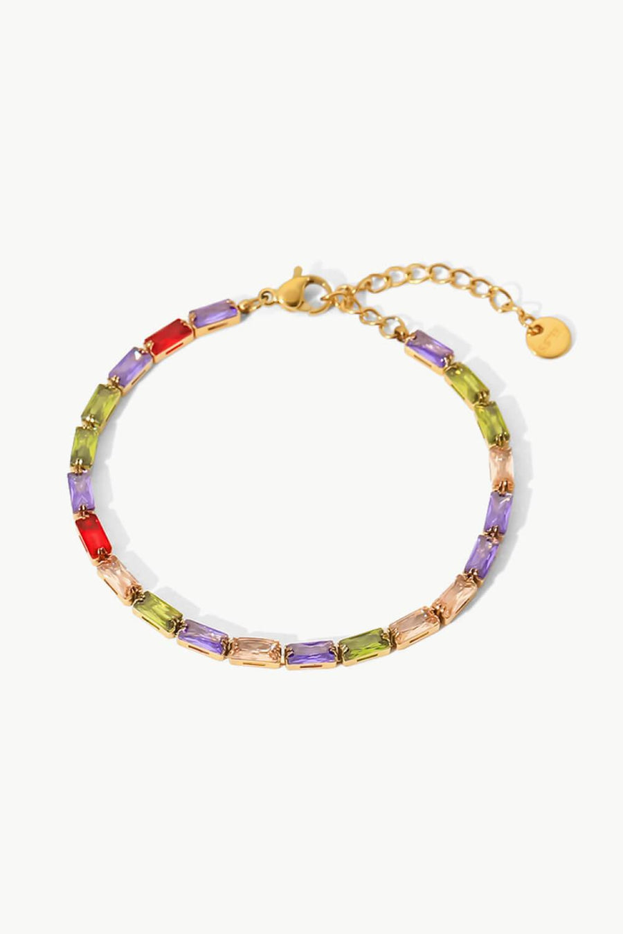 18K Gold Plated Multicolored Cubic Zirconia Bracelet - Trendha