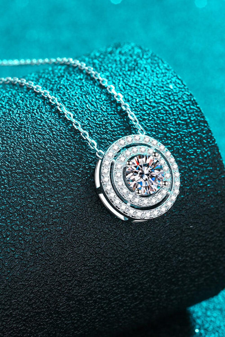 Moissanite Round Pendant Rhodium-Plated Necklace - Trendha