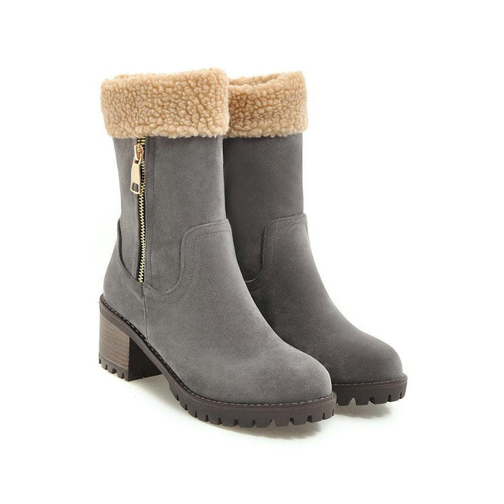 Short Plush Rubber Snow Boot - Trendha