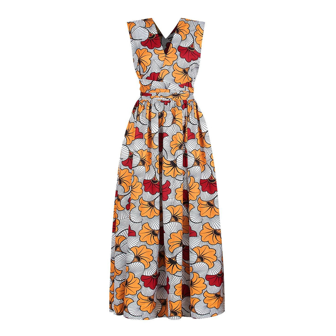 Pleated nightclub mid-skirt V-neck dress - Trendha