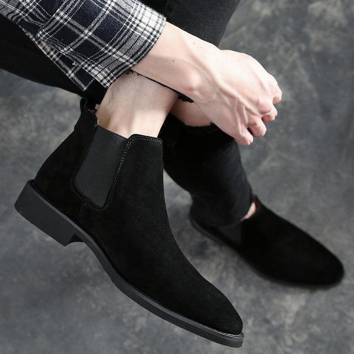 Men's pointed toe suede frosted Martin boots - Trendha