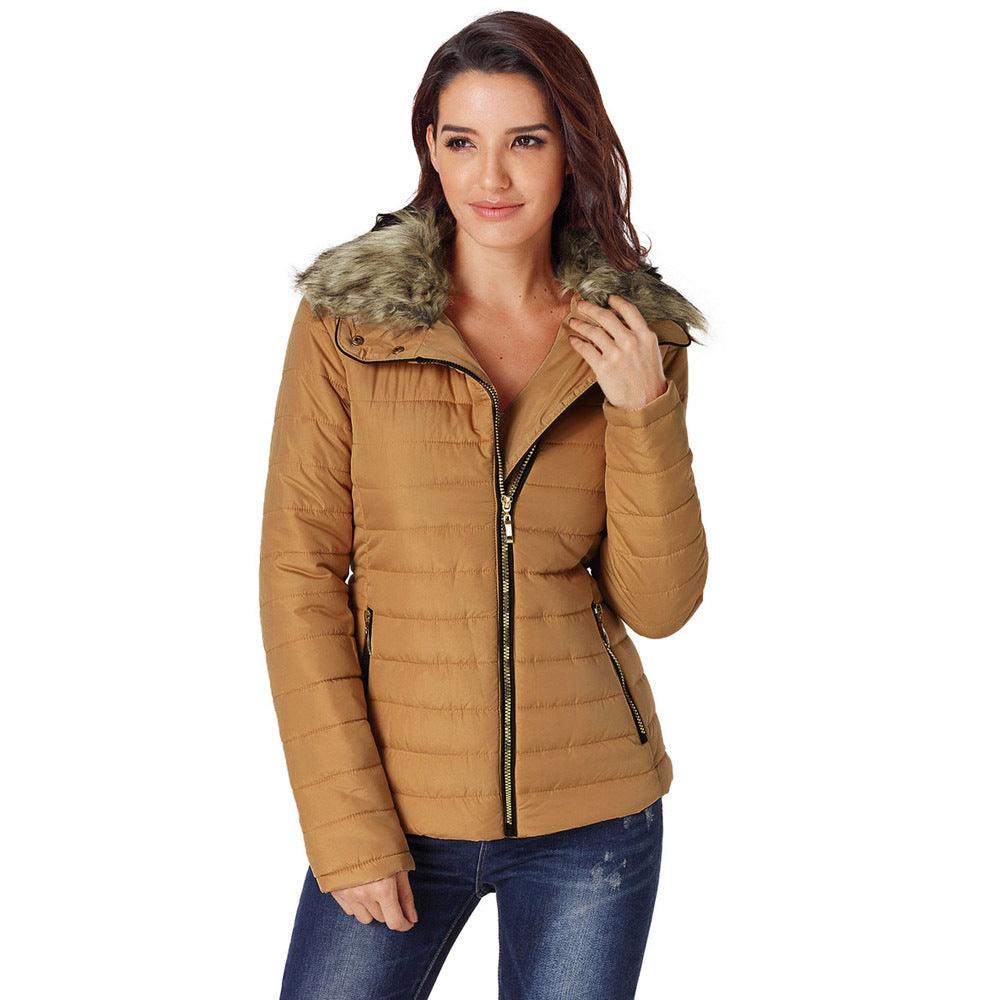 New Imitation Fur Collar Long-sleeved Cotton Jacket Women - Trendha