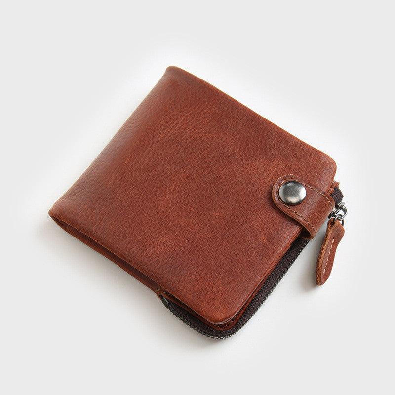 Men's Short Leather First Layer Leather Wallet For Young Students - Trendha