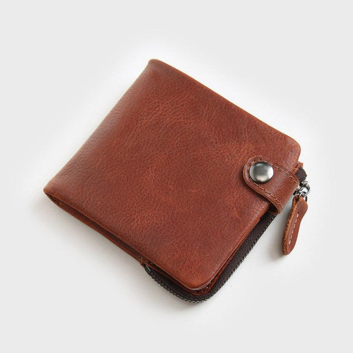 Men's Short Leather First Layer Leather Wallet For Young Students - Trendha