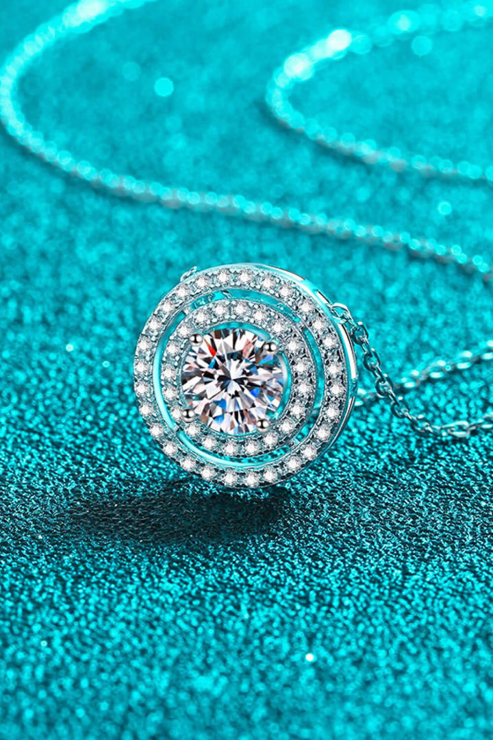 Moissanite Round Pendant Rhodium-Plated Necklace - Trendha