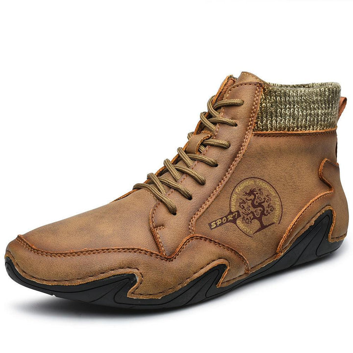 British style middle cut leather men's tooling boots - Trendha
