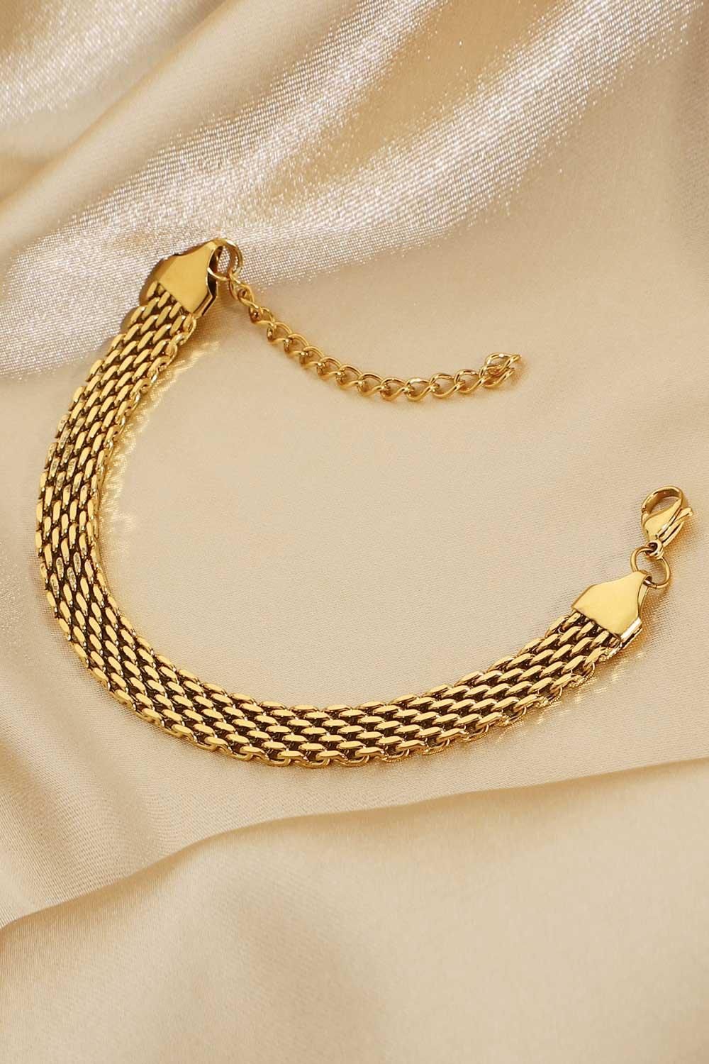 18K Gold-Plated Wide Chain Bracelet - Trendha