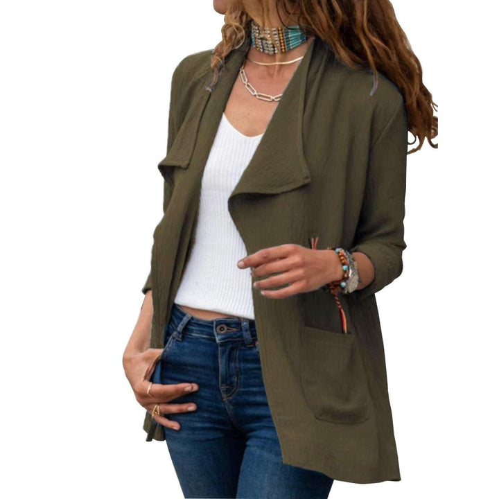 Women's Solid Color Long-sleeved Short Windbreaker Casual All-match Cardigan Jacket - Trendha
