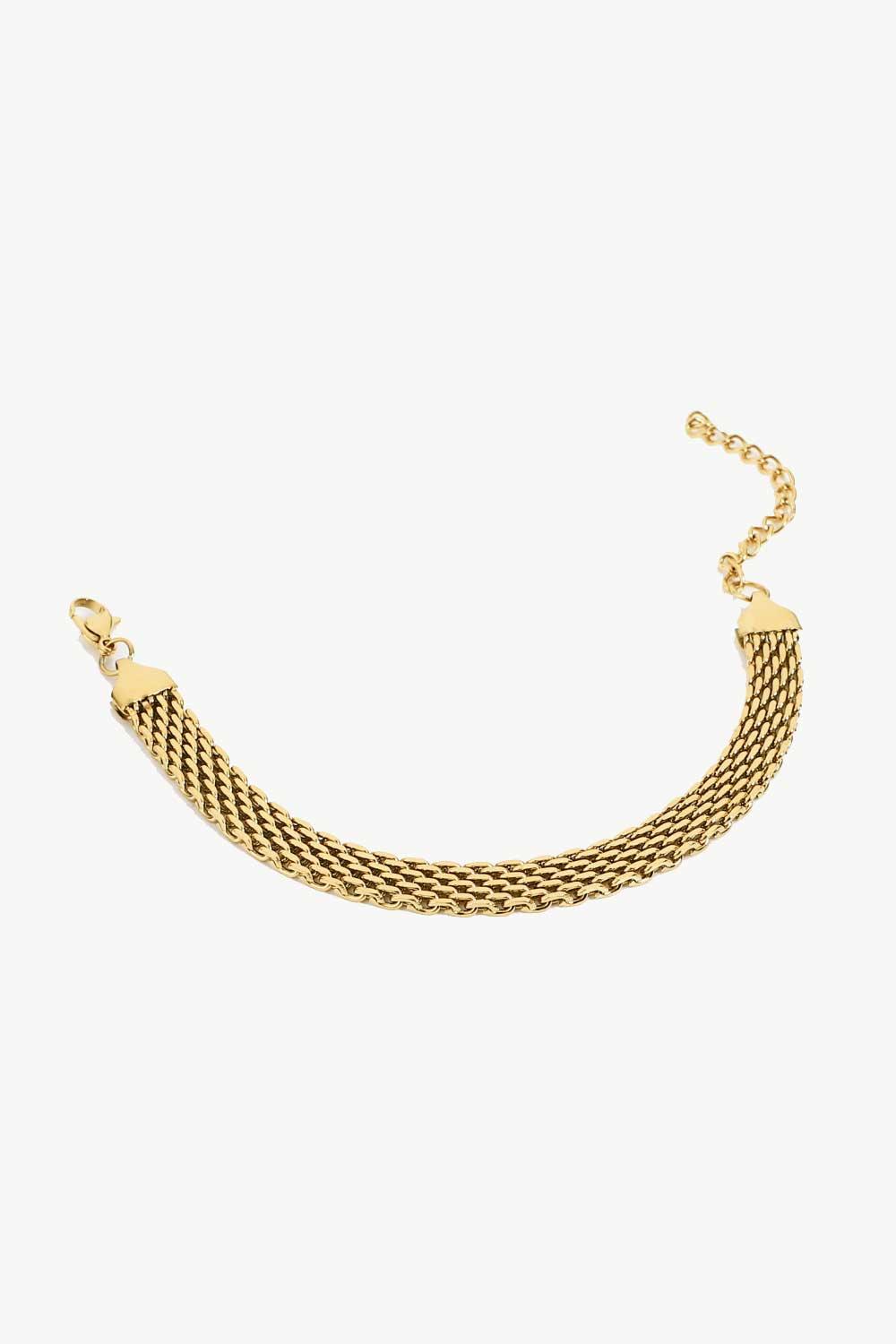 18K Gold-Plated Wide Chain Bracelet - Trendha