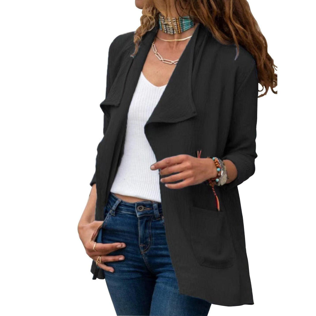 Women's Solid Color Long-sleeved Short Windbreaker Casual All-match Cardigan Jacket - Trendha