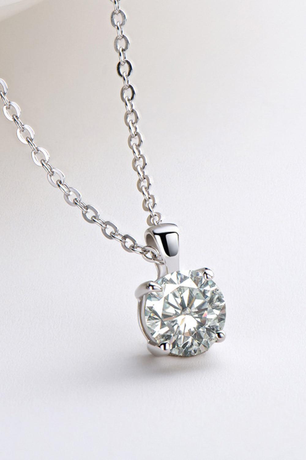 925 Sterling Silver 1 Carat Moissanite Chain-Link Necklace - Trendha