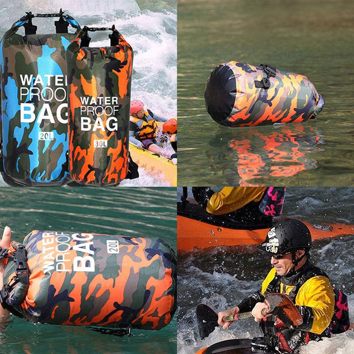 Outdoor Waterproof Bag Camouflage Polyester Double Shoulder Waterproof Bag Portable Beach Backpack - Trendha
